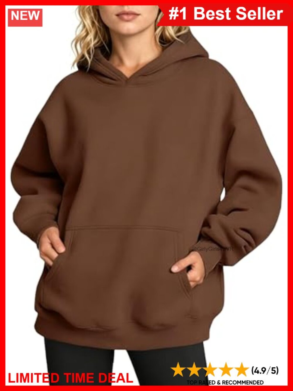 Oversized Fleece Hoodie 50% Polyester 50% Cotton Pullover